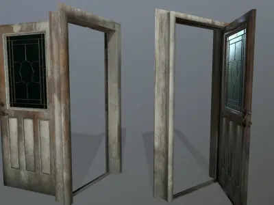 door 1 pair of wooden doors Low-poly 3D model purchase