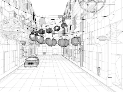 china town  Low-poly 3D model