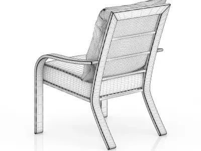 Dark Wooden Chair with Pillow 3D model