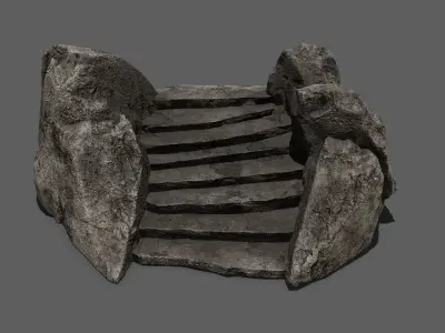 Stairs set of made out of rocks Low-poly 3D model get