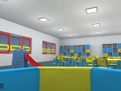 Kindergarten - interior and props Low-poly 3D model