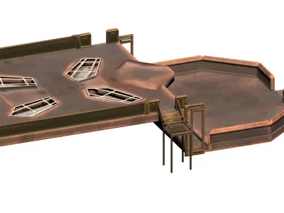 Sci-fi metal platform Low-poly 3D model