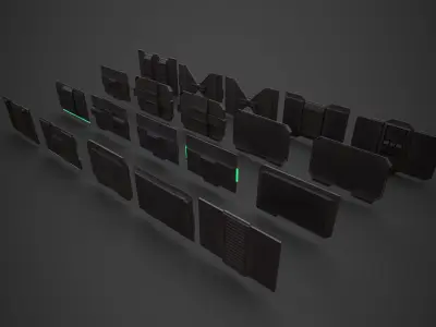 Sci-Fi Monitor Collection Low-poly 3D model