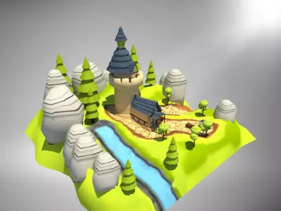 Castle Environment for games and animated videos Low-poly 3D model