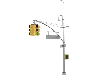Street Light With Traffic Light 3D model