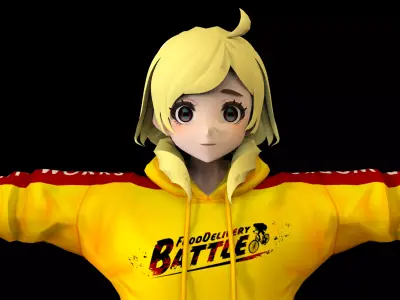 Anime Girl Low Poly Character 15 Low-poly 3D model