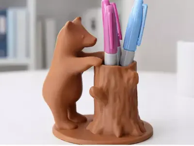Bear Pen Holder Desk Organizer 3d printable stl 3D print model