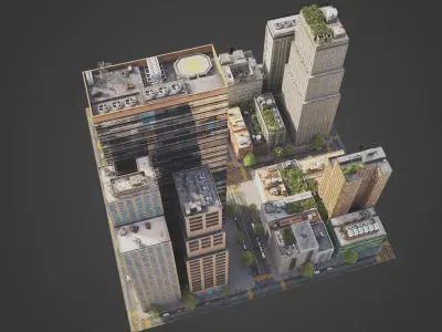 Realistic City District C17-A29 MAYA Low-poly 3D model