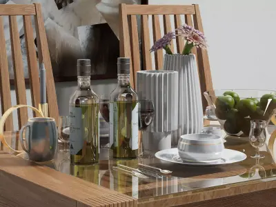 dining table with chair   3D model