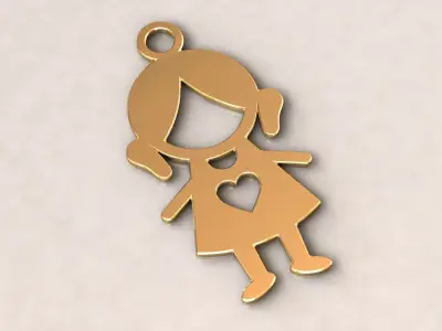 Gold Girl Pendant Free 3D print model