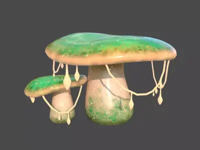 Fantasy Mushroom C09 Green Orange - Scene Backdrop Design Low-poly 3D model