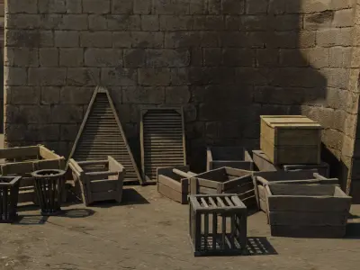Mediveval crates megapack Low-poly 3D model