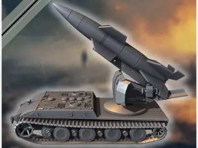 E-100 mit Raketenwerfer V-4 Boden-Boden Rakete rear version Entw 3D print model