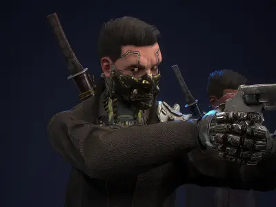 Sci-fi Mercenary Low-poly 3D model