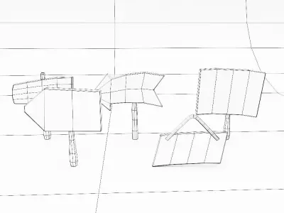 Sign boards low poly 3d model set 3 Low-poly 3D model