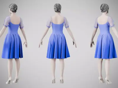 Dress 09 Very Light Blue Low-poly 3D model
