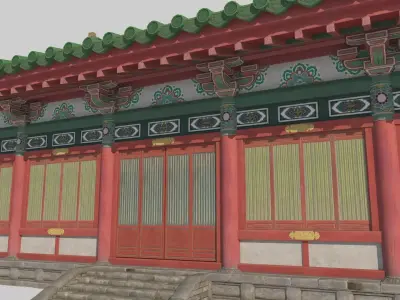 Asian ancient architecture palace bedroom 3D model