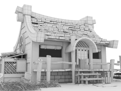 Cartoon House Low-poly 3D model 12