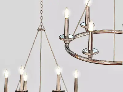 Rustic Metal Round Candle Chandelier 3D model