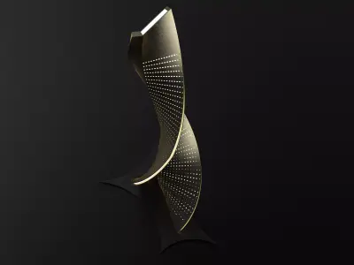 Luxurious Twisted Brass Floor Lamp  Sculptural Parametric  Light 3D model