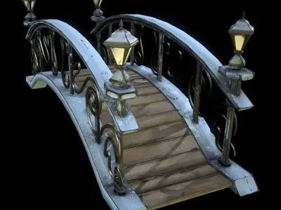 Bridge 4 texture options low and high poly Low-poly 3D model