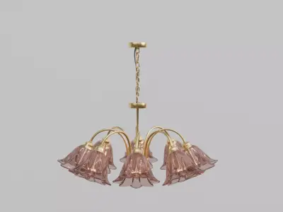 Floral Brass Chandelier  - Clear and Tinted Glass Variants 3D model