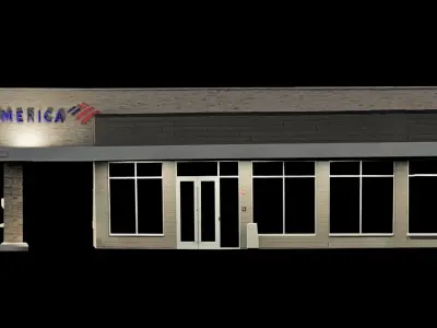 City Building Bank of America Low-poly 3D model