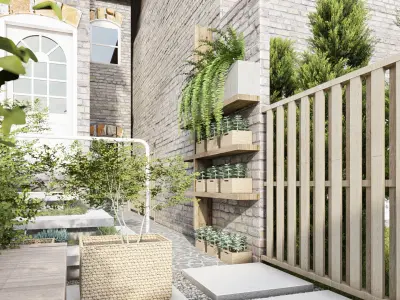 3D Exterior Scene 3D model design garden and landscape  3D model