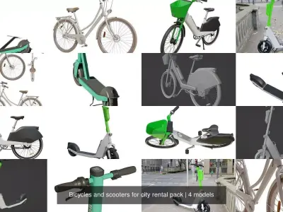 Bicycles and scooters for city rental pack