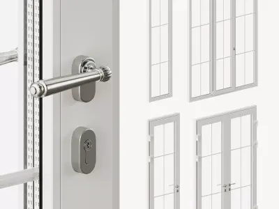 Classic style windows and glass entrance doors 3D model