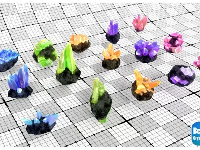 Best Crystals - 75 crystal gems Low-poly 3D model