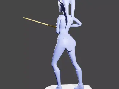 Female Alien Warrior with Energy Sword 3D print model