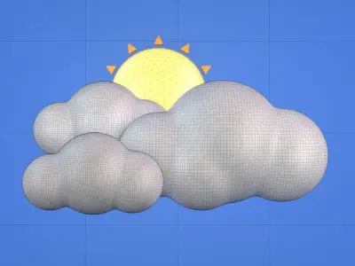 Partly Sunny - Weather Icon Low-poly 3D model