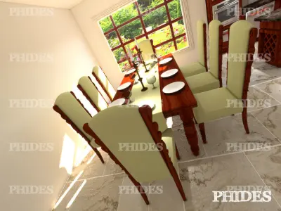 Kitchen open and dining room 3D model
