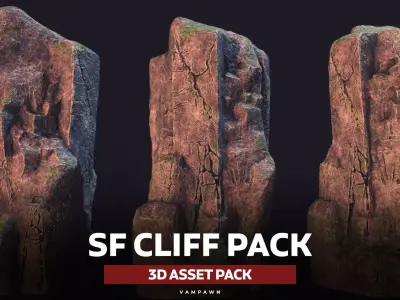 SF Cliff Pack 3D Model  Low-poly 3D model