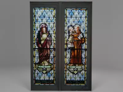 Catholic Church Stained Glass Window Low-poly 3D model