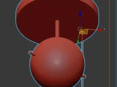 SIGNAL light fixture with gold ball and chain 3D model