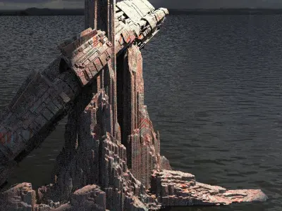 Tatooine Ship in cliffs 3D model