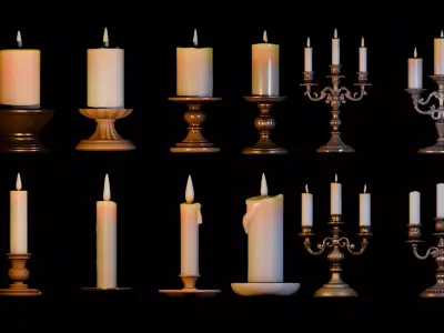 Victorian Candle Pack Free low-poly 3D model