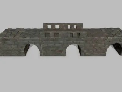 Stair Set block of stone Low-poly 3D model