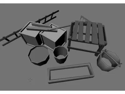 low poly medieval props Low-poly 3D model