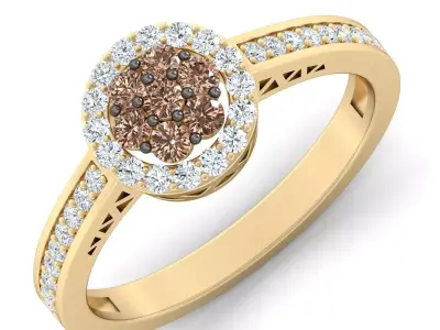 SWAZ09LR gold diamond ring with diamonds 3D print model