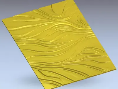 Modern wavey Relief Panel Wall Decor Set STL Mural CNC 329 3D model