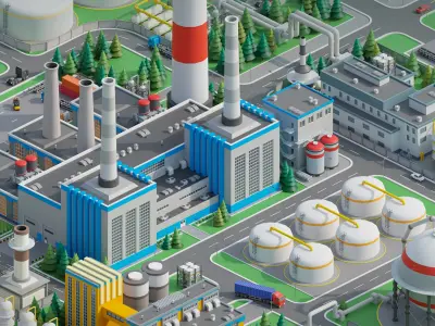 Factory Low-poly 3D model