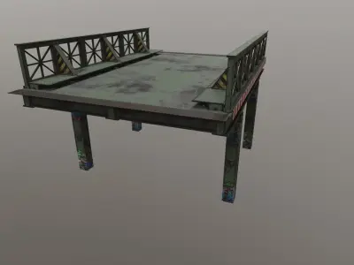Low-Poly Train Bridge Pack Low-poly 3D model