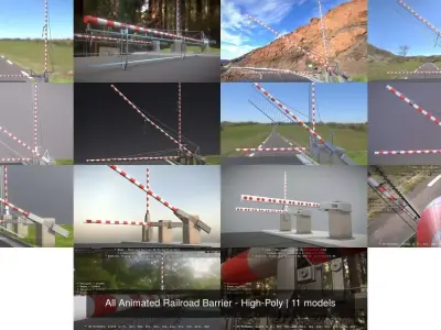 All Animated Railroad Barrier - High-Poly 3D Model Pack