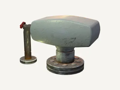 Industrial Hydrant Low-poly 3D model