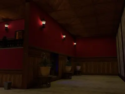 Farm House interior exterior 3d model  Low-poly 3D model