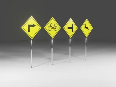 Road Signs Low Polly Game Ready  Free low-poly 3D model