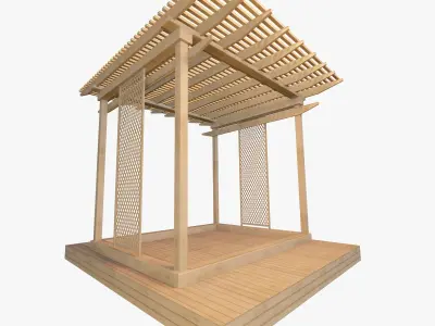 Wooden Pergola 3D Model Pack